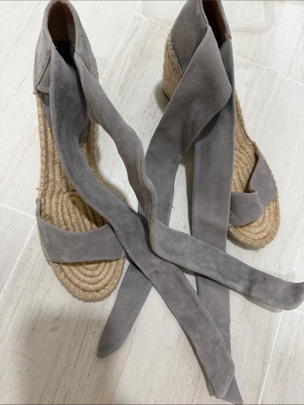 Splendid Gray Suede Espadrille Wrap Sandals